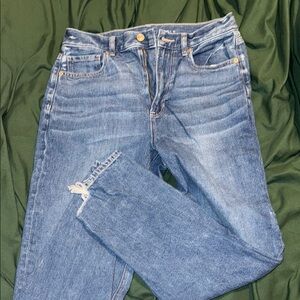 Levi's Blue Straight Leg Jeans with Distressed Details